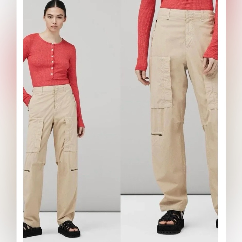 rag & bone Beige Wide-Leg Utility Cargo Pants